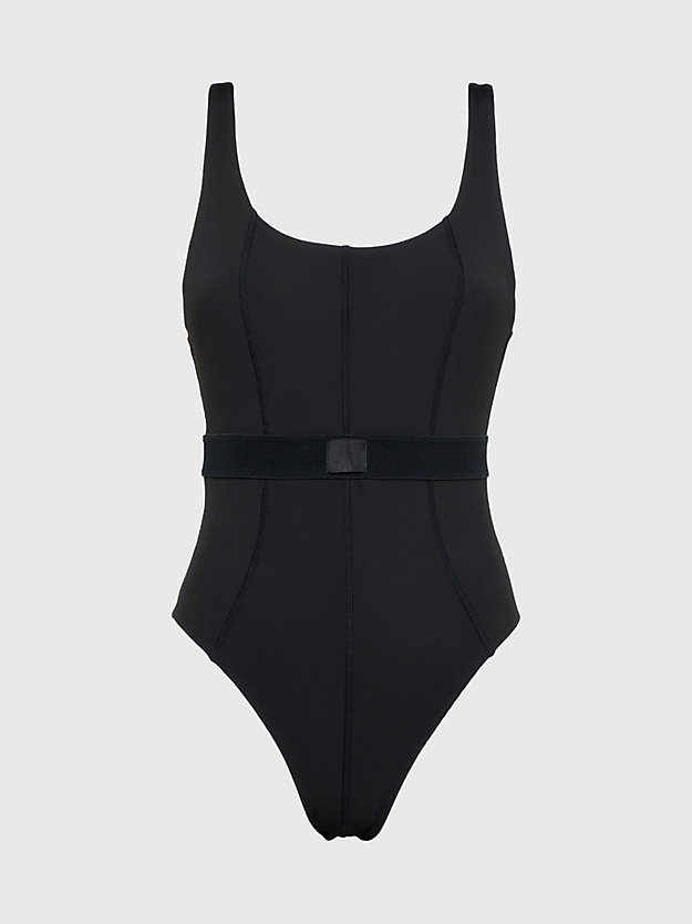pvh black low back swimsuit - ck monogram rib for women calvin klein