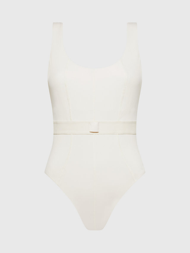 White Sand Badeanzug Mit Tiefem Rückenausschnitt – CK Monogram Rib undefined Damen Calvin Klein