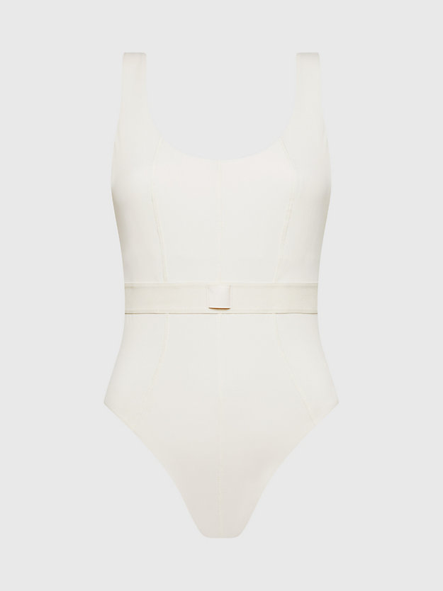 WHITE SAND Strój kąpielowy z głęboko wyciętymi plecami - CK Monogram Rib dla Kobiety CALVIN KLEIN