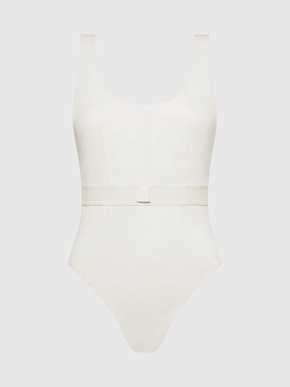 WHITE SAND Low Back Swimsuit - CK Monogram Rib undefined women Calvin Klein
