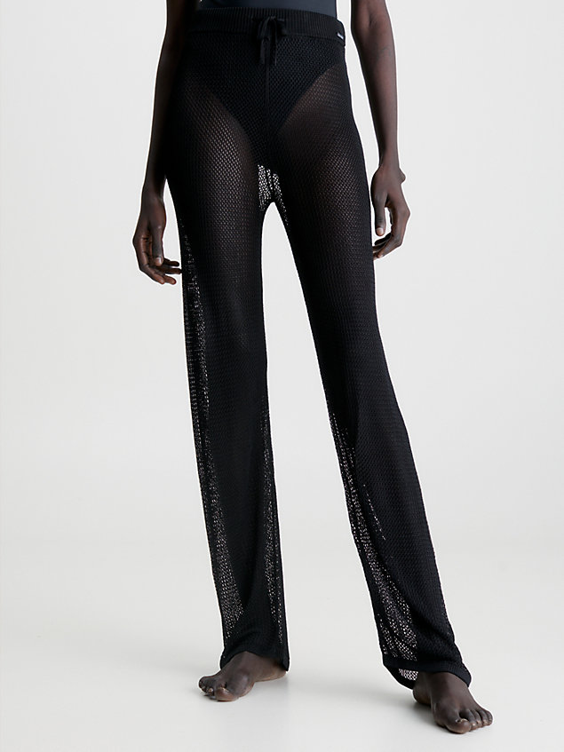 black sheer knit beach pants for women calvin klein