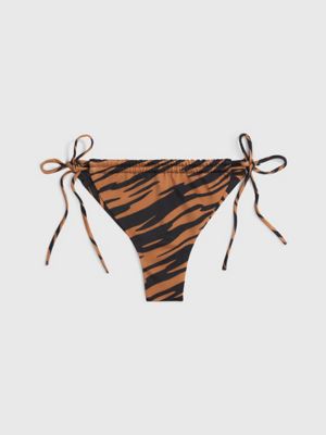 ECOM BROWN ZEBRA AOP Bikinibroekje met strikbandjes opzij - CK Print voor dames CALVIN KLEIN