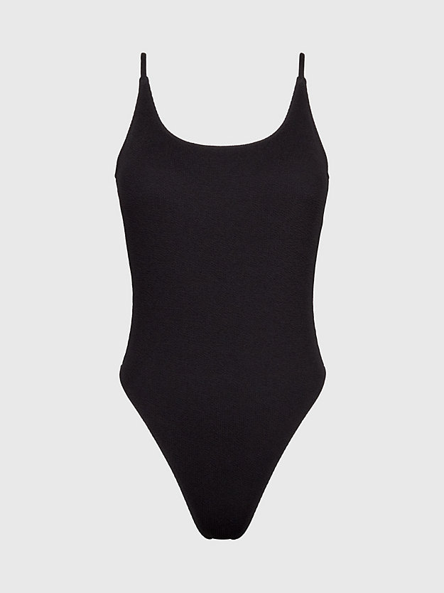 pvh black scoop back swimsuit - ck texture for women calvin klein