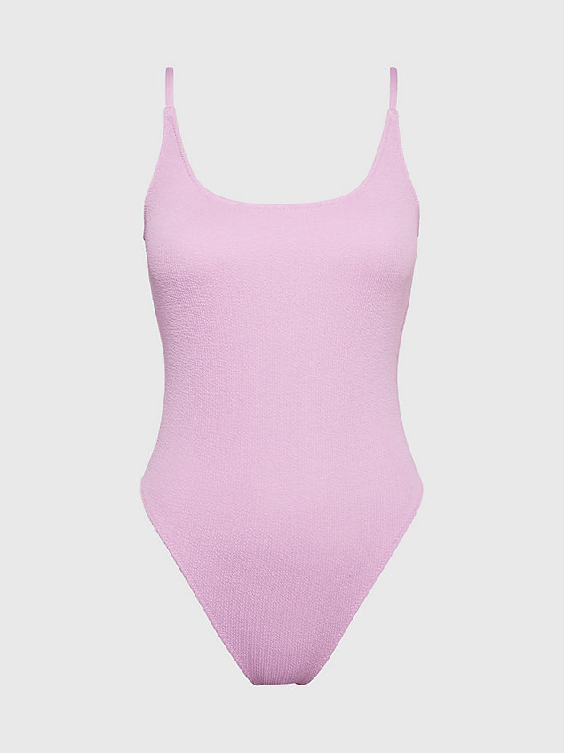 purple scoop back badeanzug – ck texture für damen - calvin klein
