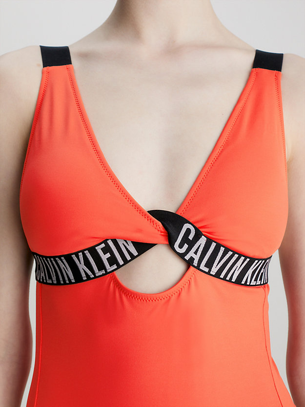 BRIGHT VERMILLION Plunge Swimsuit - Intense Power for women CALVIN KLEIN