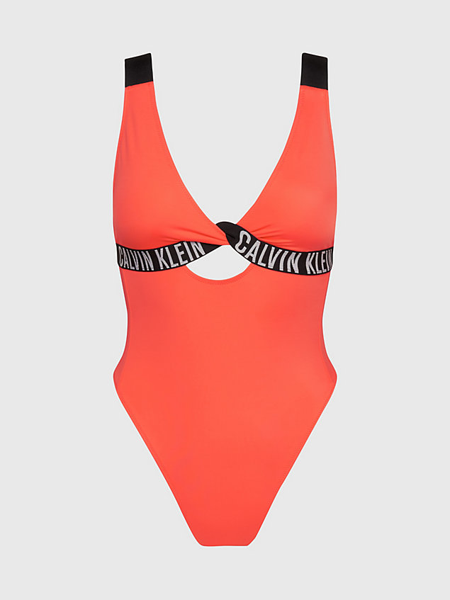 orange plunge swimsuit - intense power for women calvin klein
