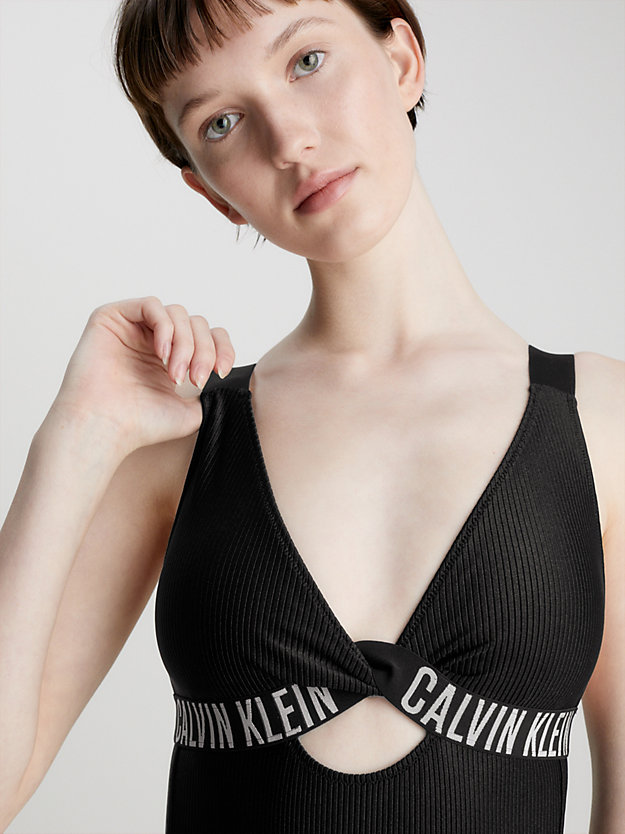 pvh black plunge swimsuit - intense power for women calvin klein