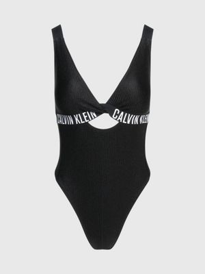 Calvin Klein plunge swimsuit in black