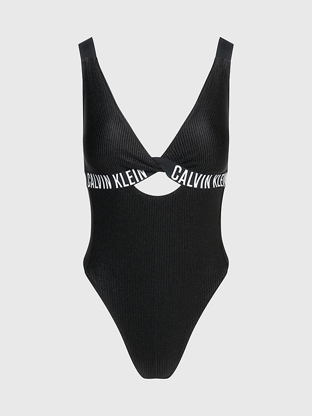 black plunge swimsuit - intense power for women calvin klein