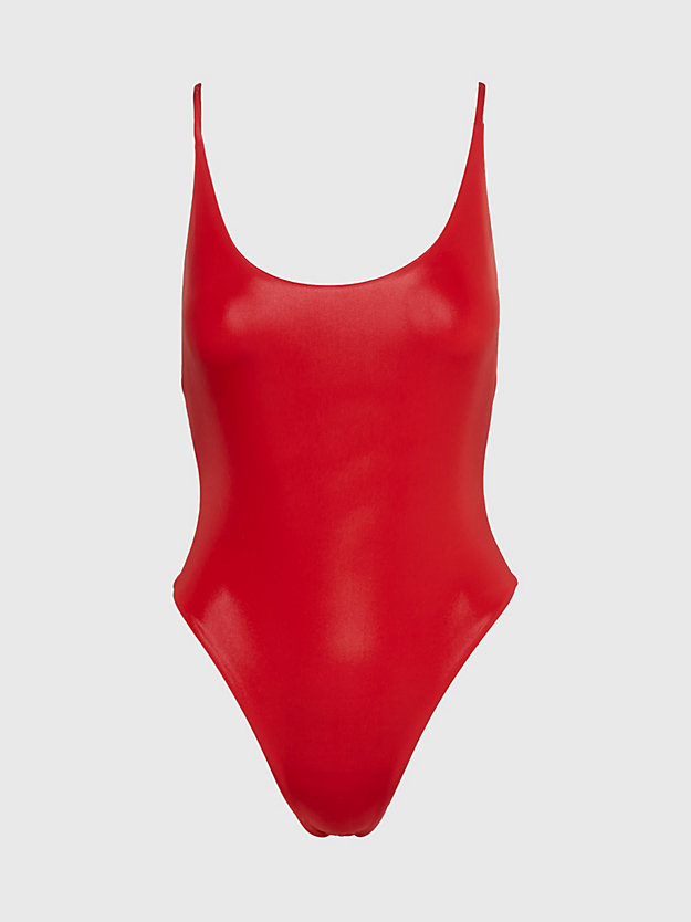 orchard red racer back swimsuit - neo archive for women calvin klein