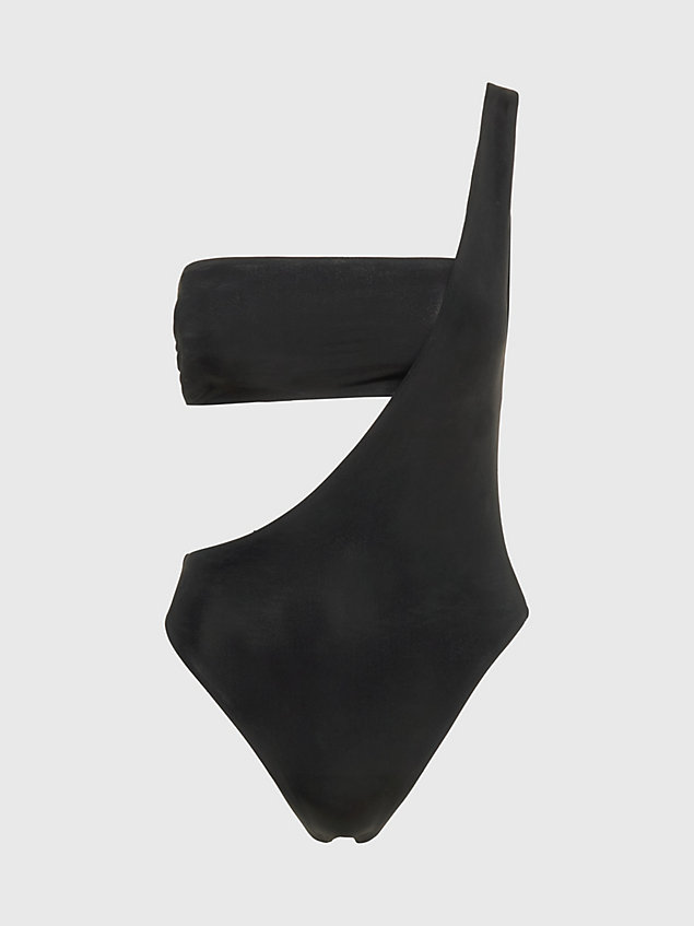 black one shoulder swimsuit - neo archive for women calvin klein