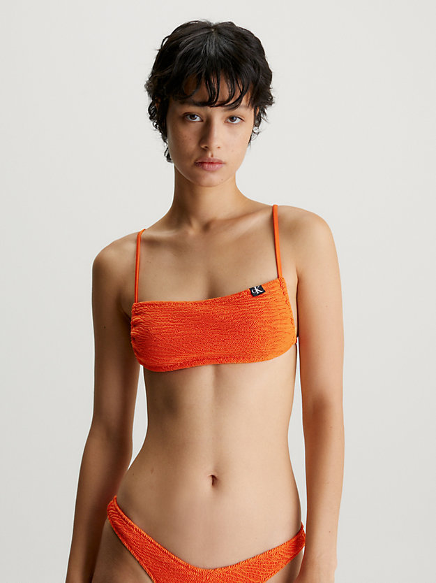 coral orange góra od bikini typu bralette - ck texture dla kobiety - calvin klein