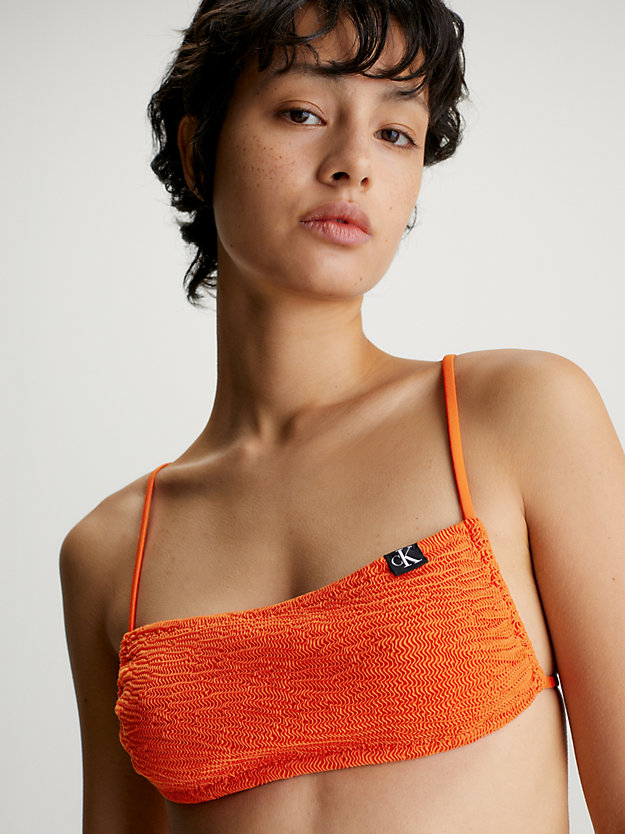 coral orange bralette bikini-top - ck texture für damen - calvin klein