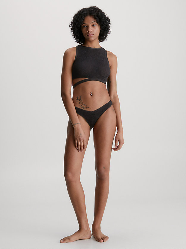 pvh black cut out tank bikini top - ck texture for women calvin klein