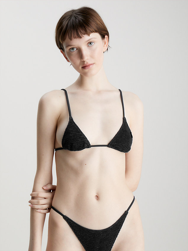 haut de bikini micro-triangle - ck texture black pour femmes calvin klein