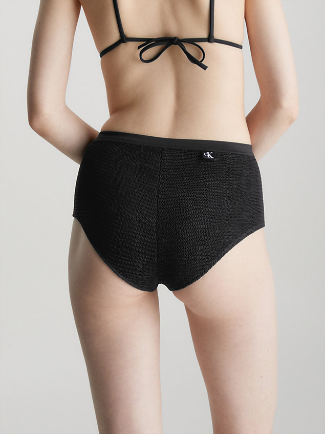 bas de bikini taille basse - ck texture black pour femmes calvin klein