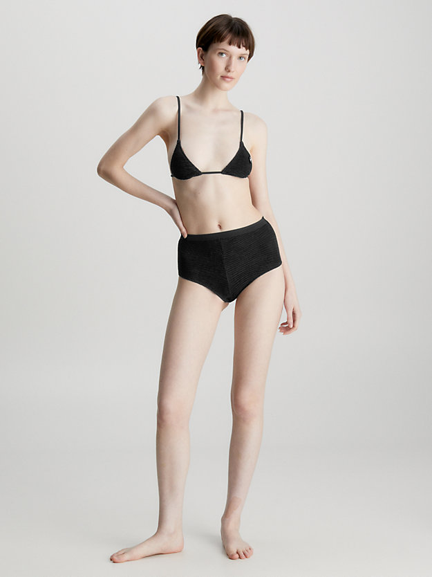 bas de bikini taille basse - ck texture pvh black pour femmes calvin klein