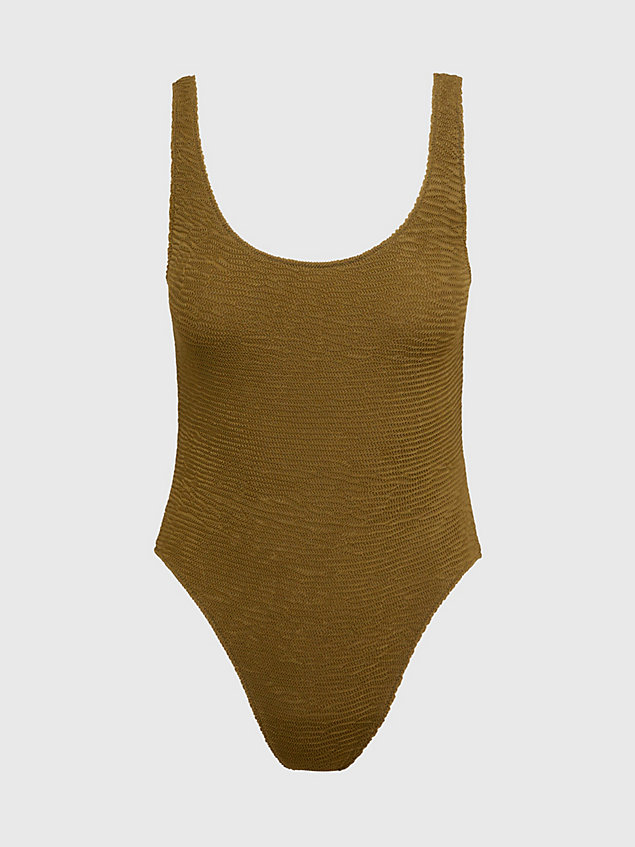 brown cut out swimsuit - ck texture for women calvin klein