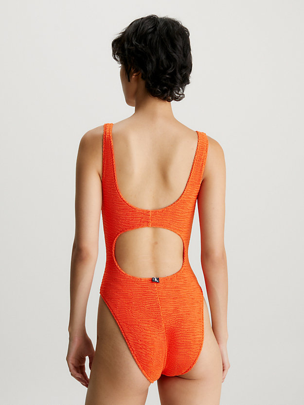 coral orange cut out swimsuit - ck texture for women calvin klein