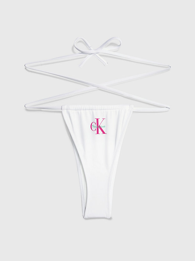 pvh classic white tie side bikini bottoms - pride for women calvin klein