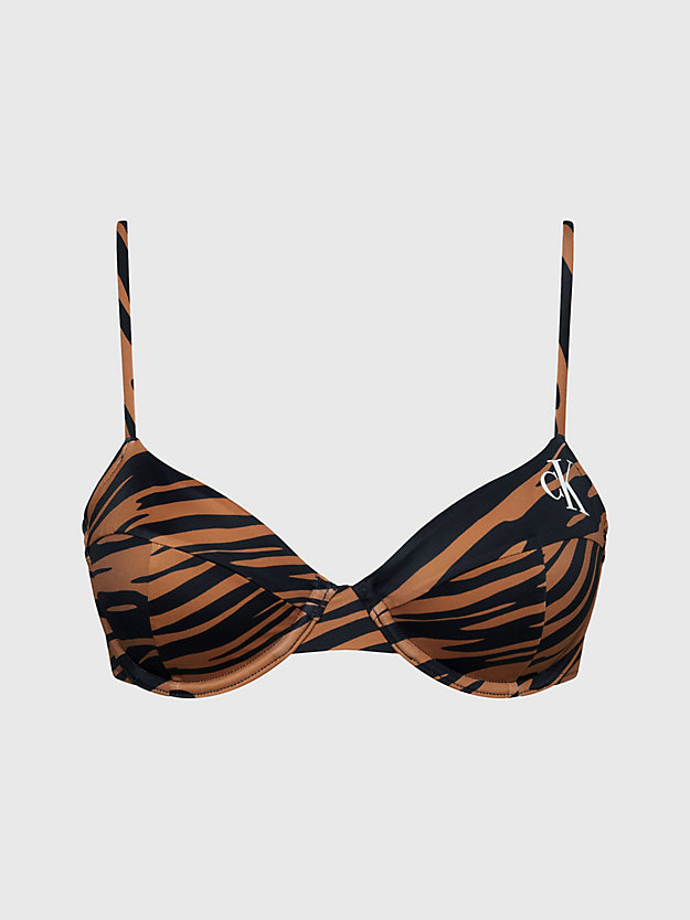 ECOM BROWN ZEBRA AOP Balconette-Bikini-Top – CK Print für Damen CALVIN KLEIN