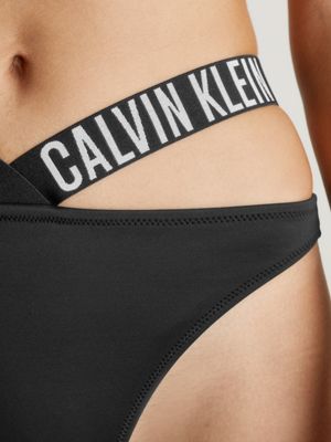 Calvin Klein Intense Power logo high leg brazillian bikini bottom in black