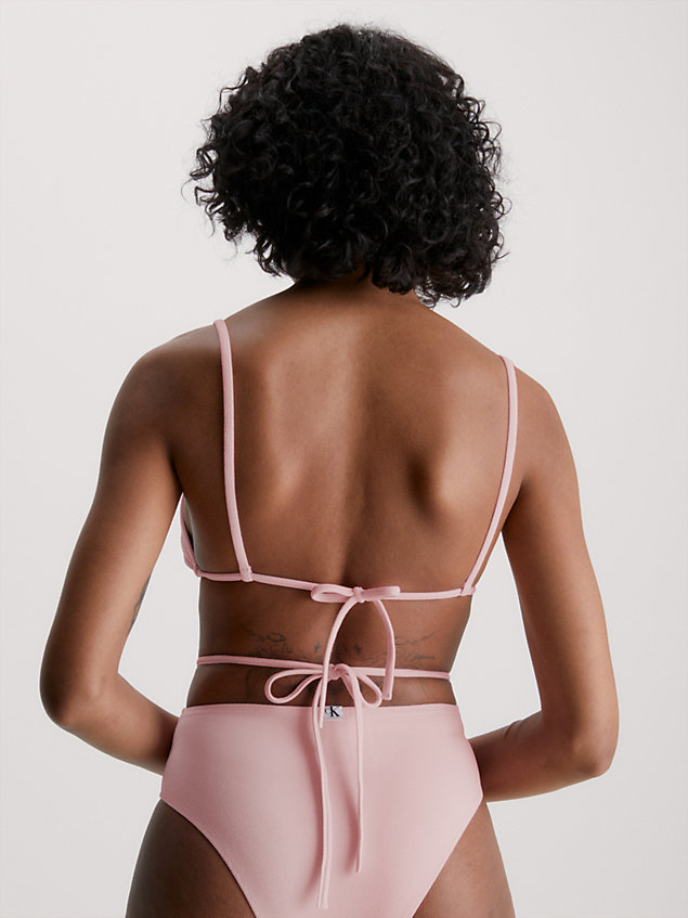 pink triangle bikini top - ck texture for women calvin klein