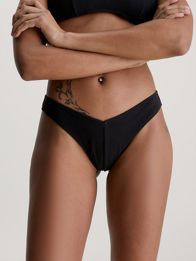 bas de bikini brésilien - ck texture pvh black pour femmes calvin klein