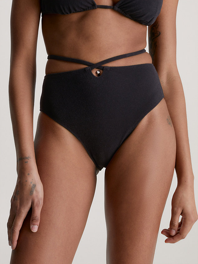 black bikinibroekje met hoge taille - ck texture voor dames - calvin klein