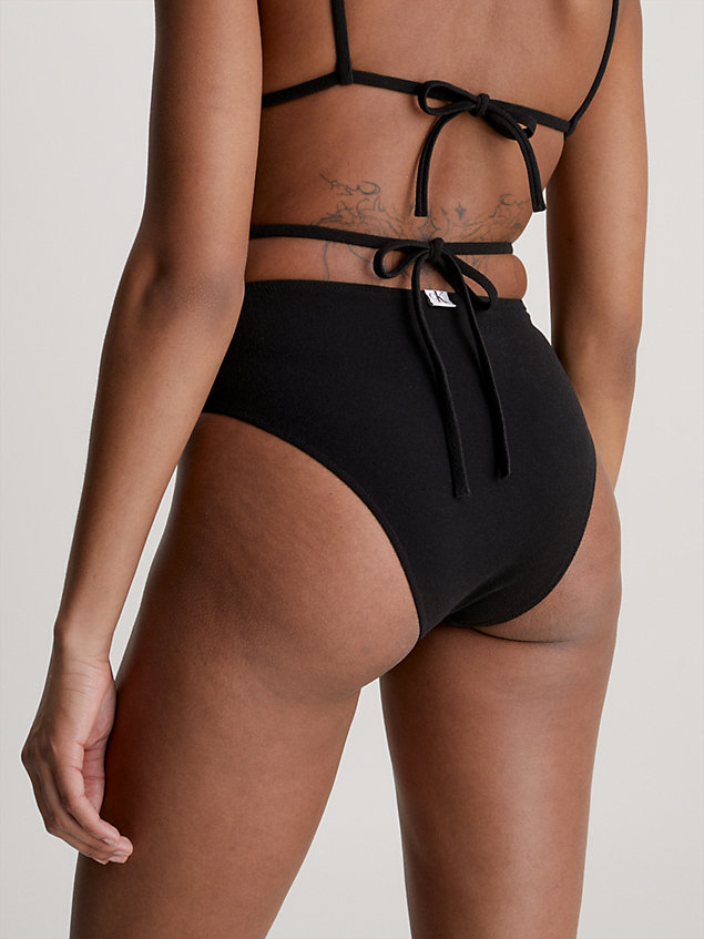 bas de bikini taille haute - ck texture black pour femmes calvin klein