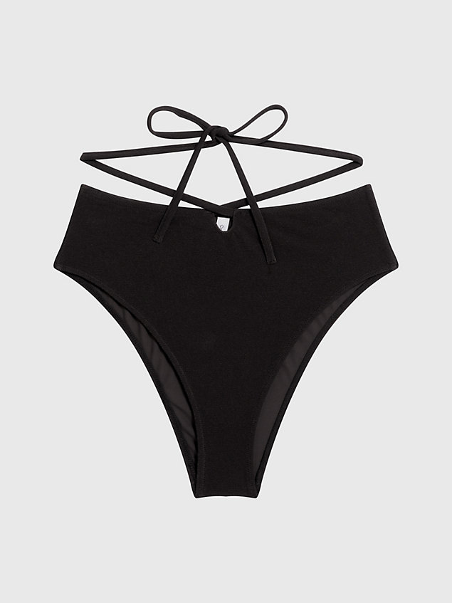 bas de bikini taille haute - ck texture black pour femmes calvin klein