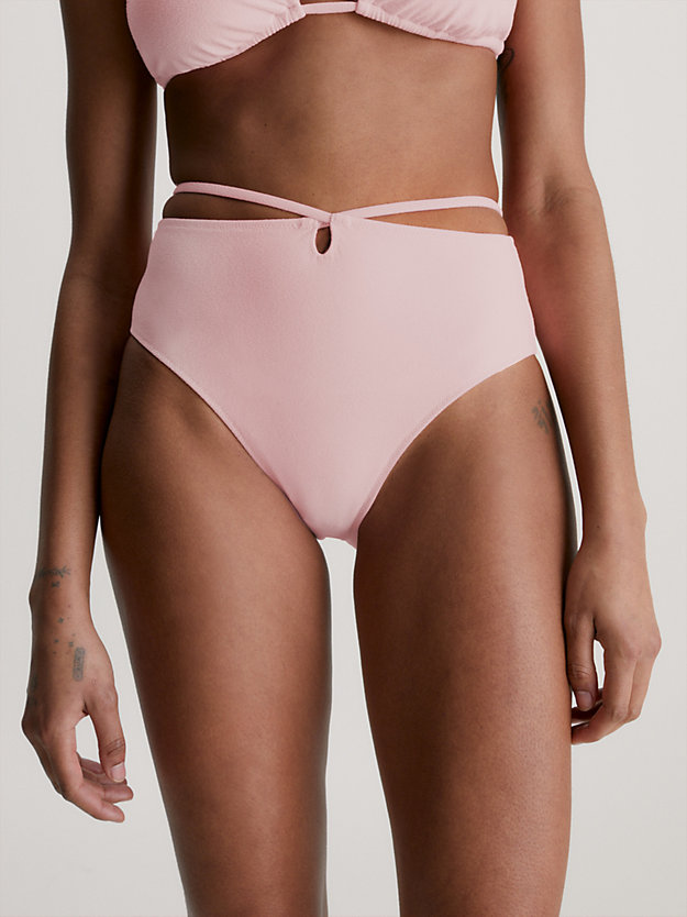 dreamy pink high waisted bikini bottoms - ck texture for women calvin klein