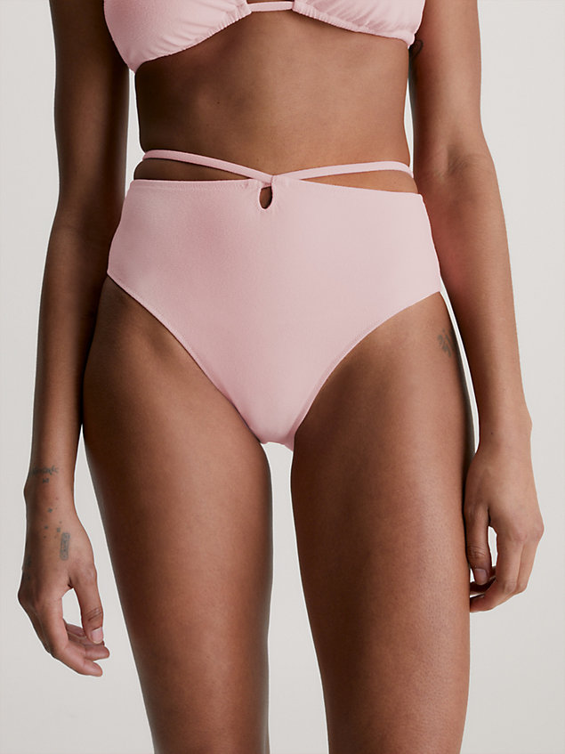 pink dół od bikini z wysokim stanem - ck texture dla kobiety - calvin klein