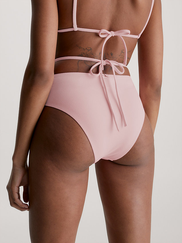 bas de bikini taille haute - ck texture pink pour femmes calvin klein