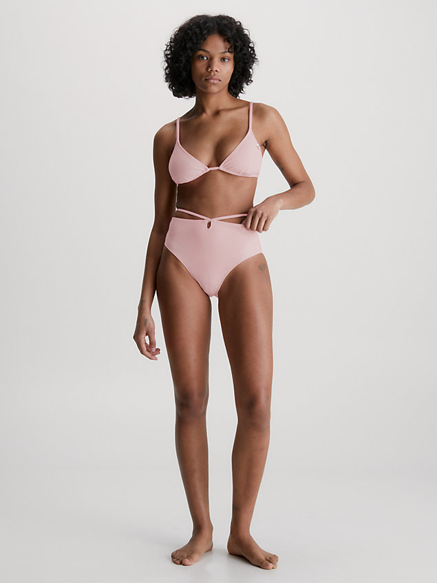 pink bikinibroekje met hoge taille - ck texture voor dames - calvin klein