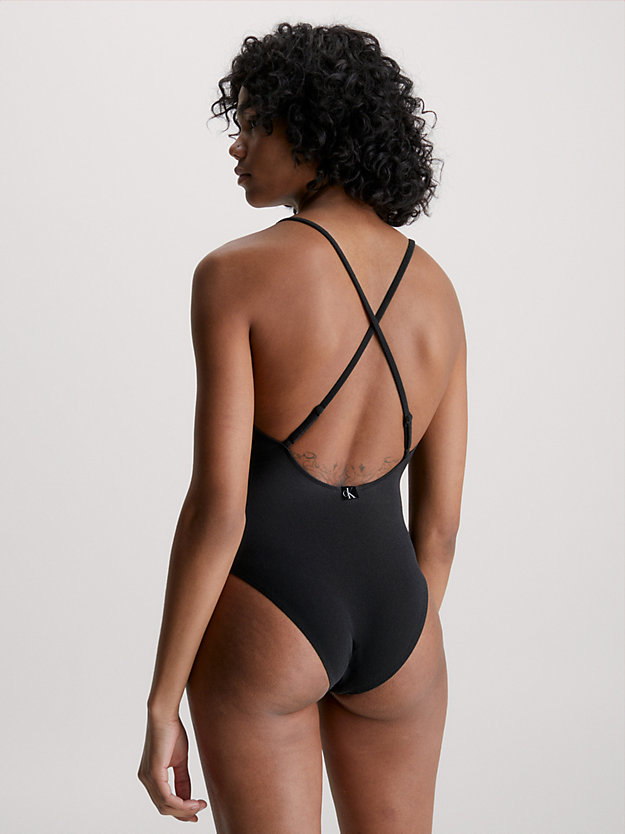 PVH BLACK Cross-Back-Badeanzug – CK Texture für Damen CALVIN KLEIN