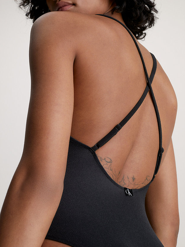 maillot de bain à bretelles croisées dans le dos - ck texture pvh black pour femmes calvin klein