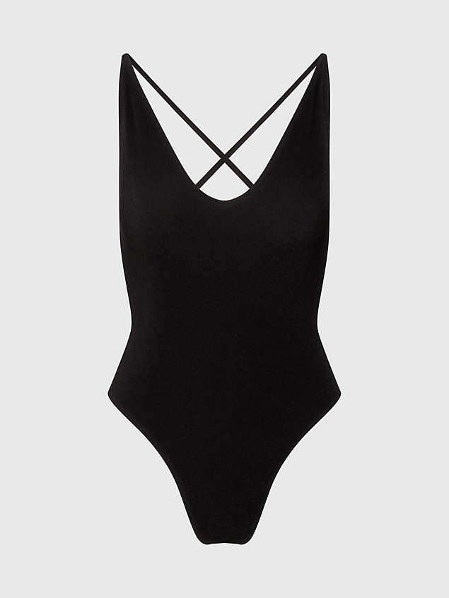 black cross back swimsuit - ck texture for women calvin klein