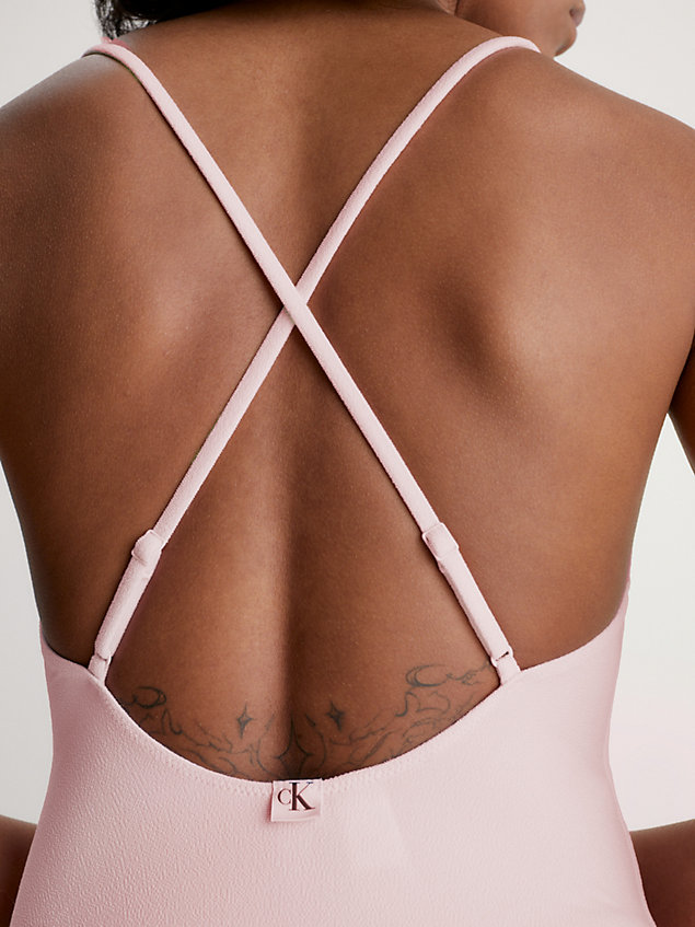 pink cross back swimsuit - ck texture for women calvin klein