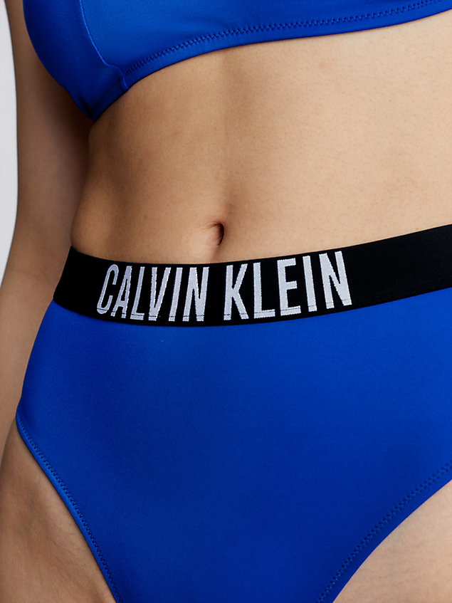 blue bikinibroekje met hoge taille - intense power voor dames - calvin klein
