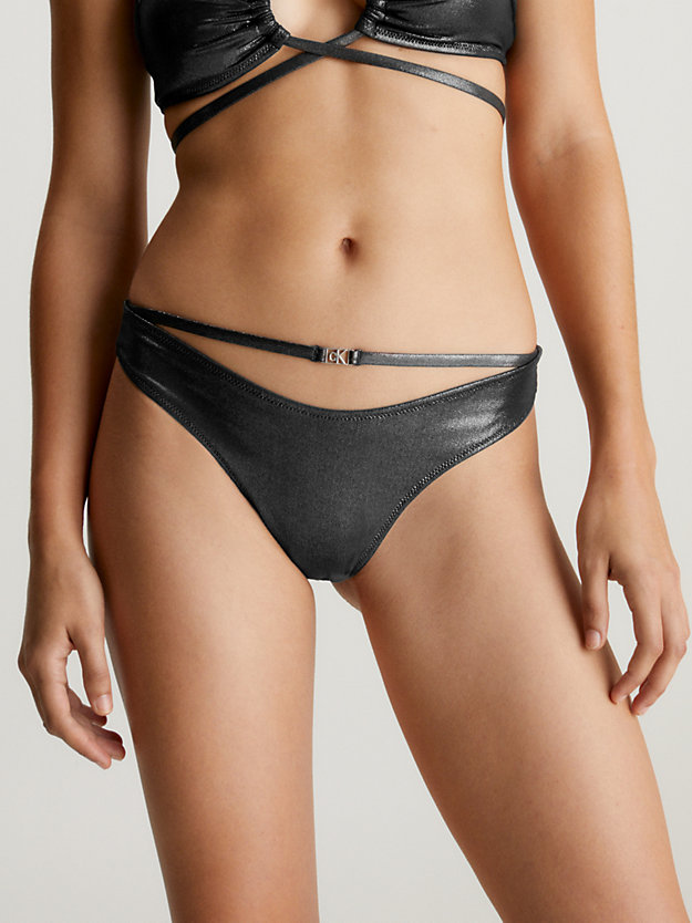 pvh black thong bikini bottoms - ck festive for women calvin klein