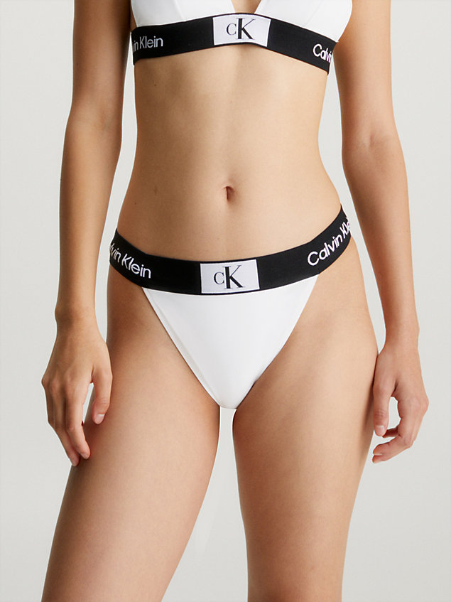 white high waisted bikini bottoms - ck96 for women calvin klein