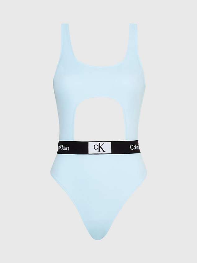 blue cut out swimsuit - ck96 for women calvin klein