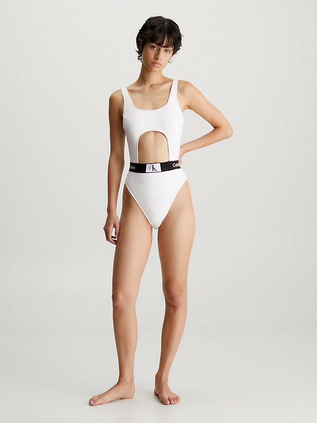 pvh classic white cut out swimsuit - ck96 for women calvin klein