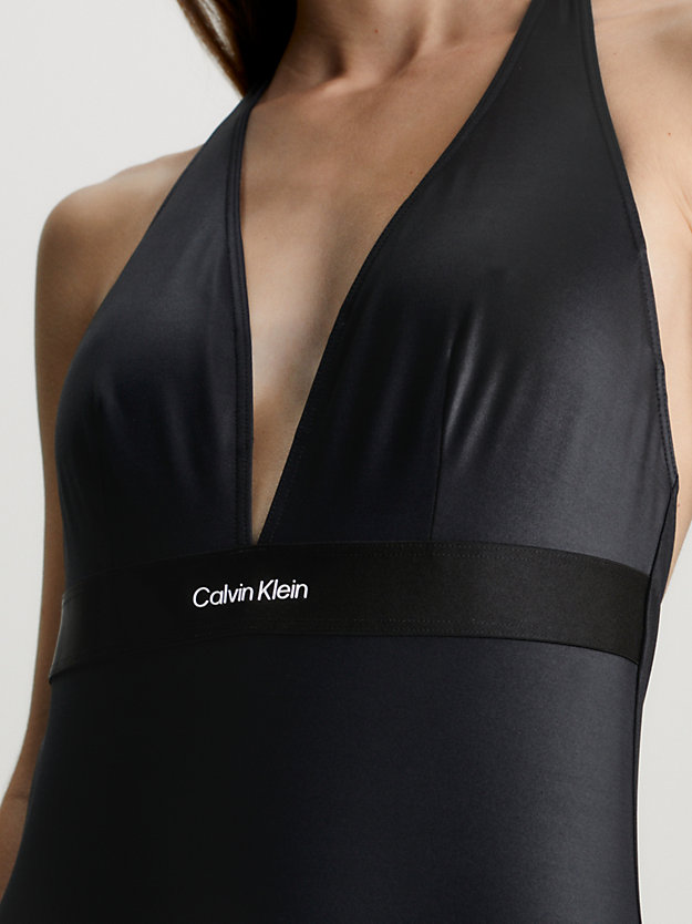 pvh black plunge swimsuit - ck refined for women calvin klein