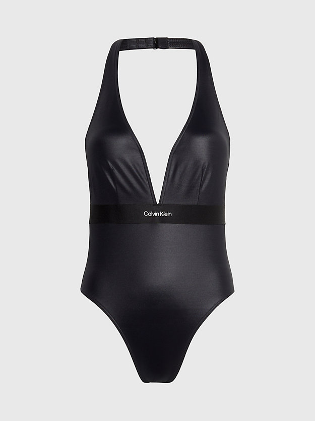 pvh black plunge swimsuit - ck refined for women calvin klein