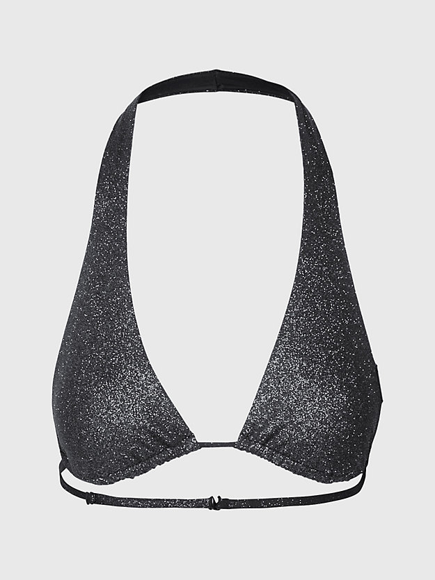 pvh black halter neck bikini top - archive solids for women calvin klein