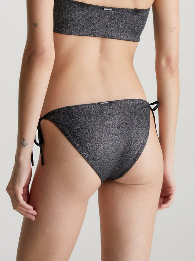 pvh black tie side bikini bottoms - archive solids for women calvin klein