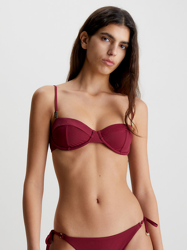 deep cranberry balconette bikini top - core solids for women calvin klein