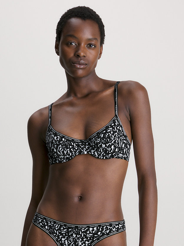 ANIMAL GLITCH BLACK AOP Balconette-Bikini-Top – Logo Tape für Damen CALVIN KLEIN